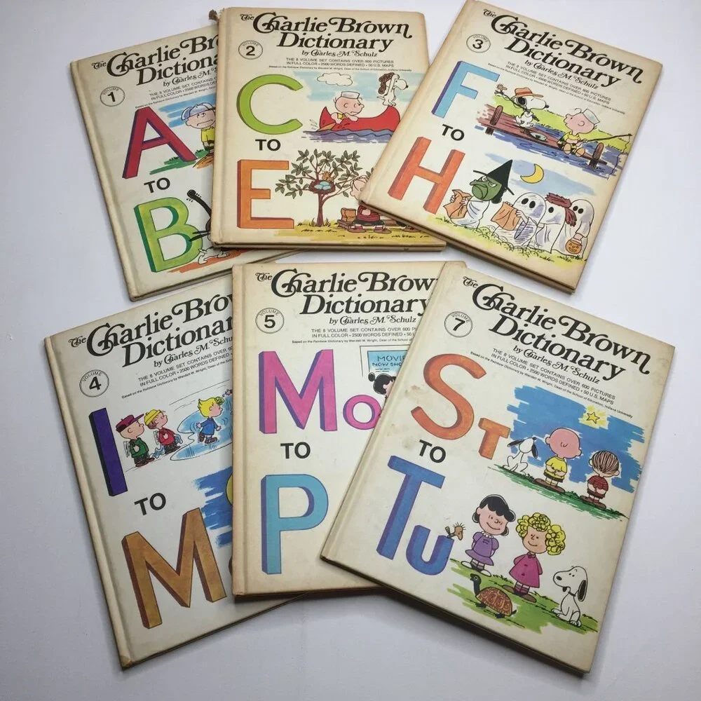 Vintage 1973 Peanuts The Charlie Brown Dictionary Incomplete Set Volumes 1-5 & 7